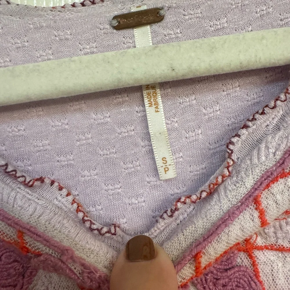 Free People Begonia Embroidered Bohemian Top in Lilac - Picture 7 of 14